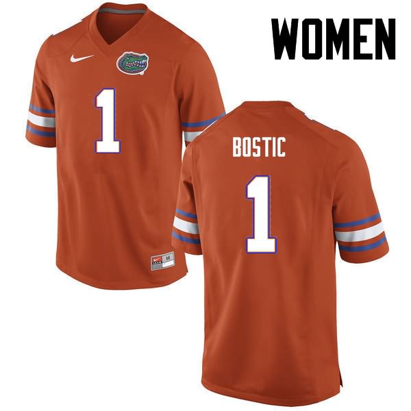 Women's NCAA Florida Gators Jonathan Bostic #1 Stitched Authentic Nike Orange College Football Jersey WDK8865RG